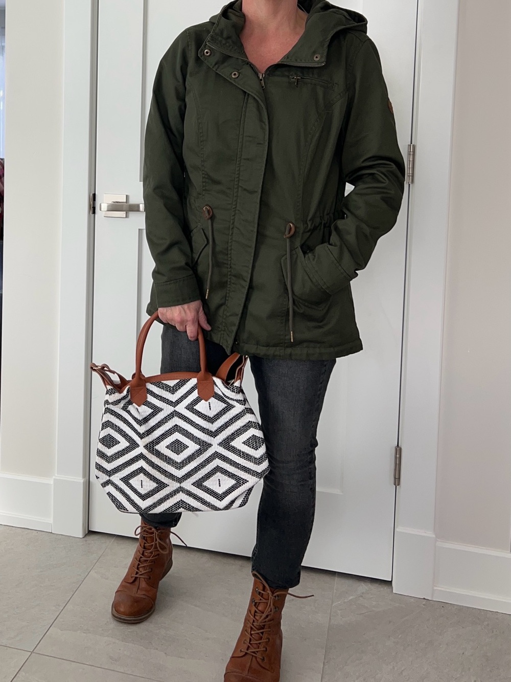Only Olive Green Hooded Utility Jacket Size M
